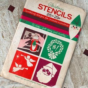 VTG DoublGlo Christmas Stencils Window Spray Snow Decorations 60s Retro